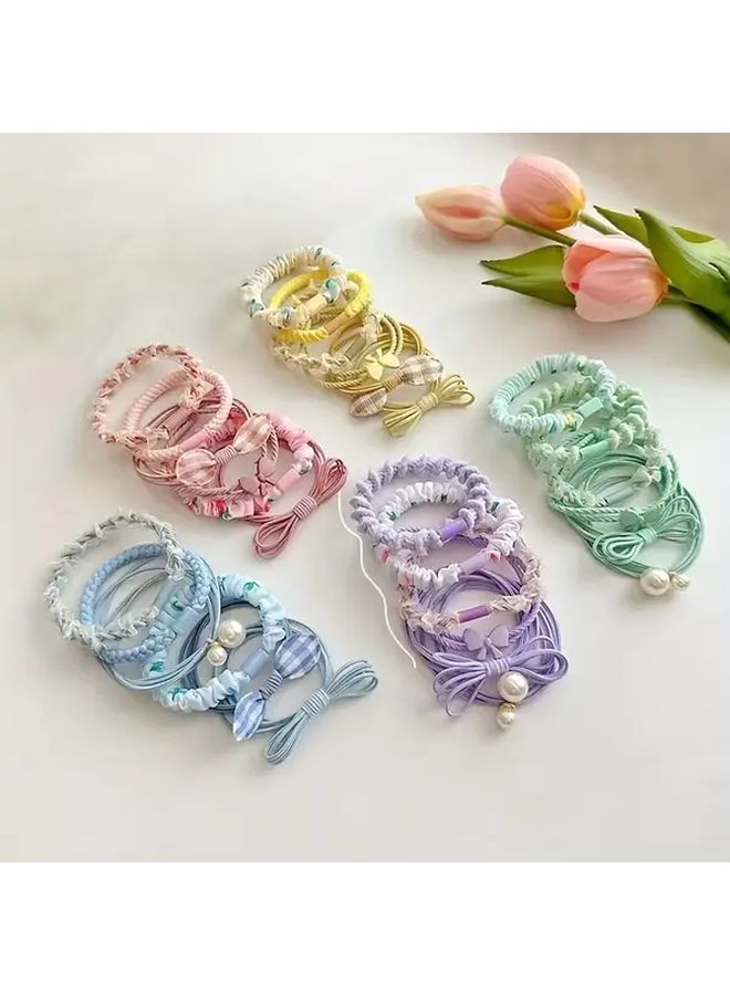6PCS Yellow Series Pastel Hair Tie Set with Ponytail Holders and Scrunchies - Image 3